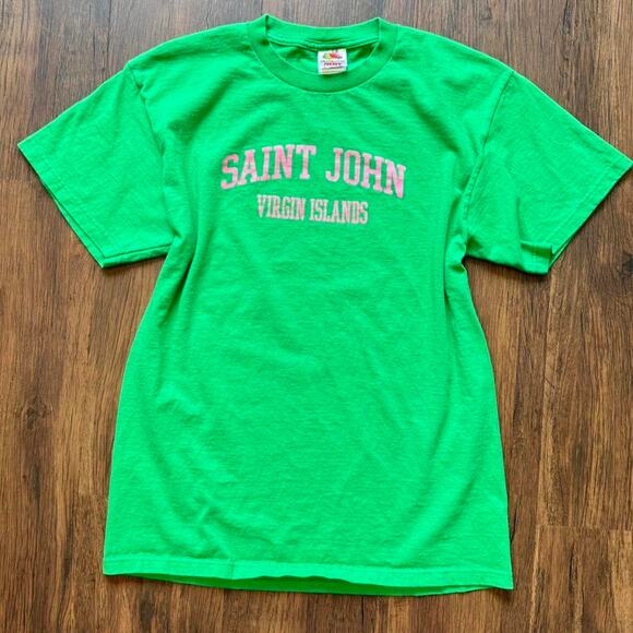 Saint John Virgin Islands Green Fruit of the Loom T-Shirt Size M - Picture 1 of 4
